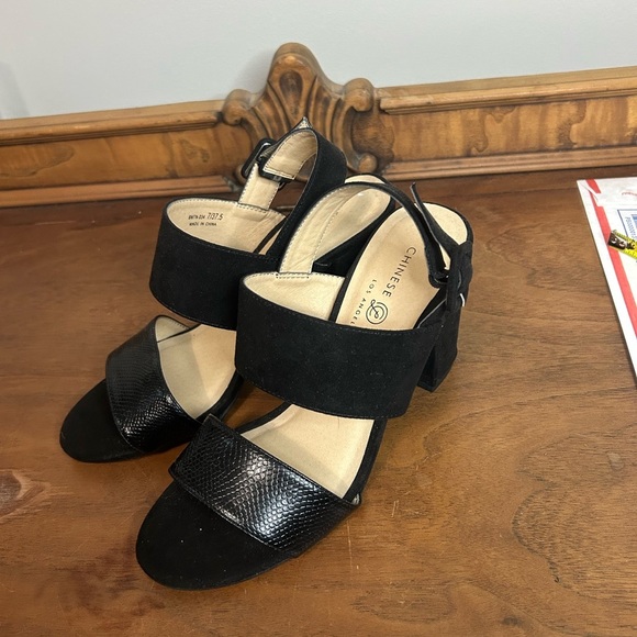 Chinese Laundry Black Heels Elegant Block Sandals, Size 7 - Picture 7 of 7